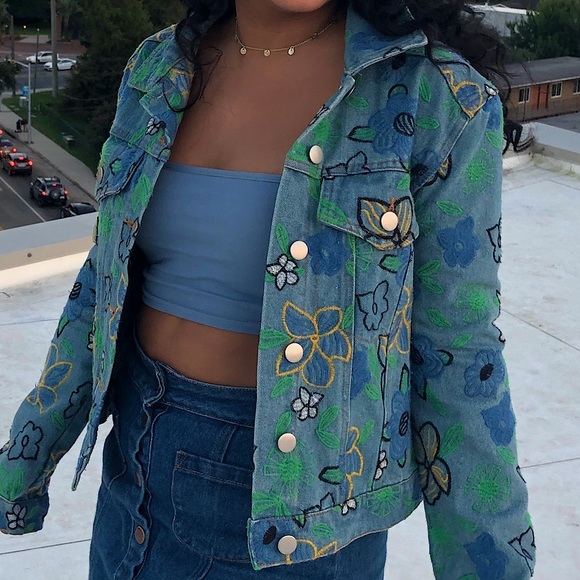 Embroidered denim jacket - Picture 1 of 6